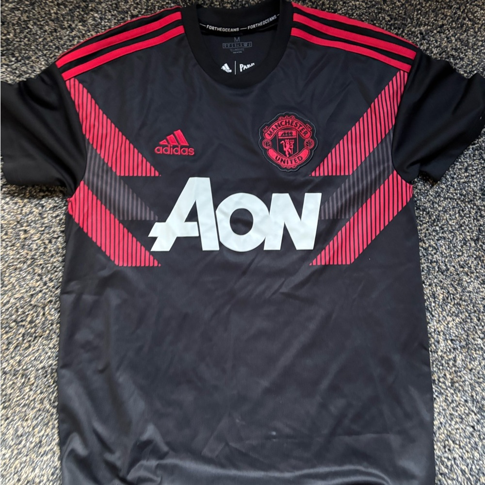 adidas Manchester United Black and Red Training Jersey